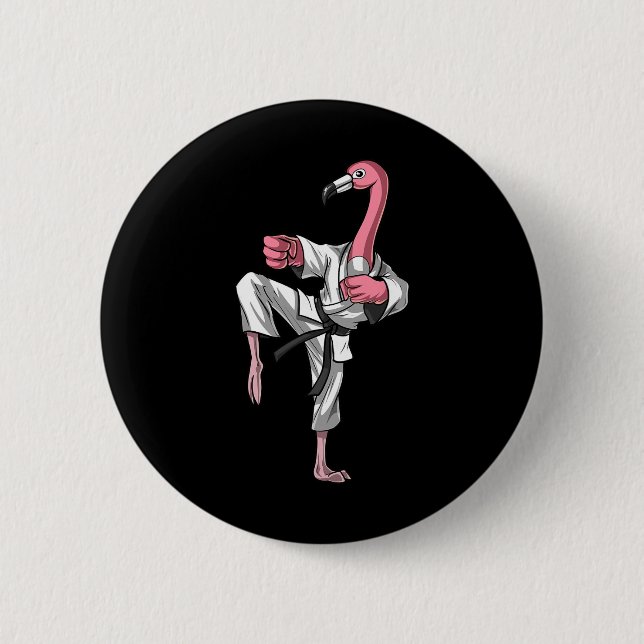 Flamingo Bird Karate Kickboxing Kung Fu Ninja Mart 2 Inch Round Button (Front)