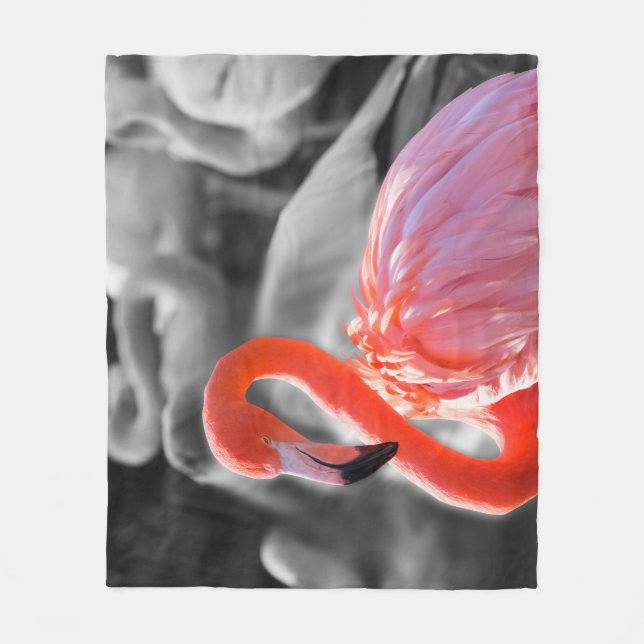 Flamingo Bird Photography Fleece Blanket (Front)