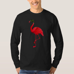Flamingo Bird Silhouette with Red Hibiscus Flower T-Shirt