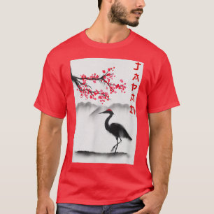 FLAMINGO BIRD UNDER SAKURA CHERRY BLOSSOM TREE T-Shirt