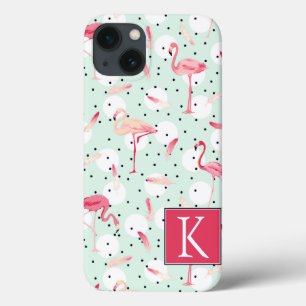Flamingo Bird With Feathers   Add Your Initial iPhone 13 Case