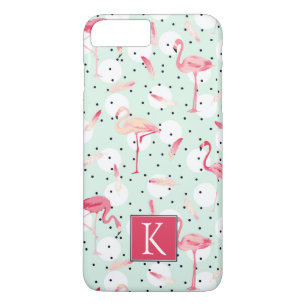 Flamingo Bird With Feathers   Add Your Initial iPhone 8 Plus/7 Plus Case