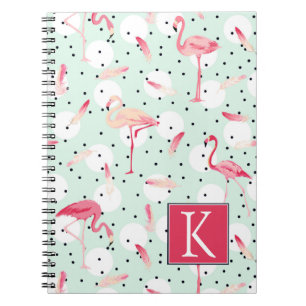 Flamingo Bird With Feathers   Add Your Initial Notebook
