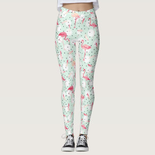 Flamingo Bird With Feathers Leggings