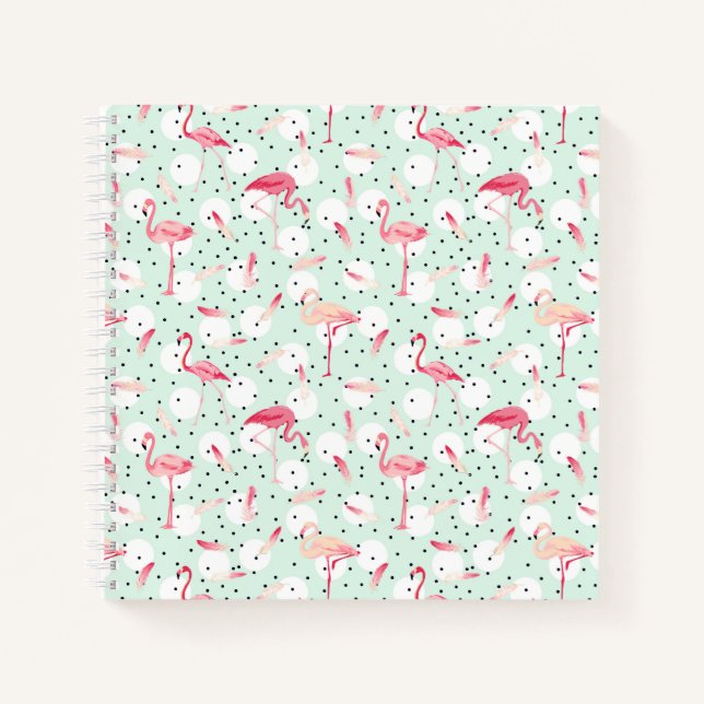 Flamingo Bird With Feathers Notebook (Front)