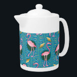 Flamingo Birds 20s Deco Ferns Pattern Blue Gold<br><div class="desc">This elegant flamingo bird pattern decorative design is made in a retro 20s Art Deco style. The bright pink flamingos rest against a background that includes fern fronds in bold colours and geometric rectangular shapes in shades of gold, all on a backdrop of vintage blue. This original, stylized design is...</div>
