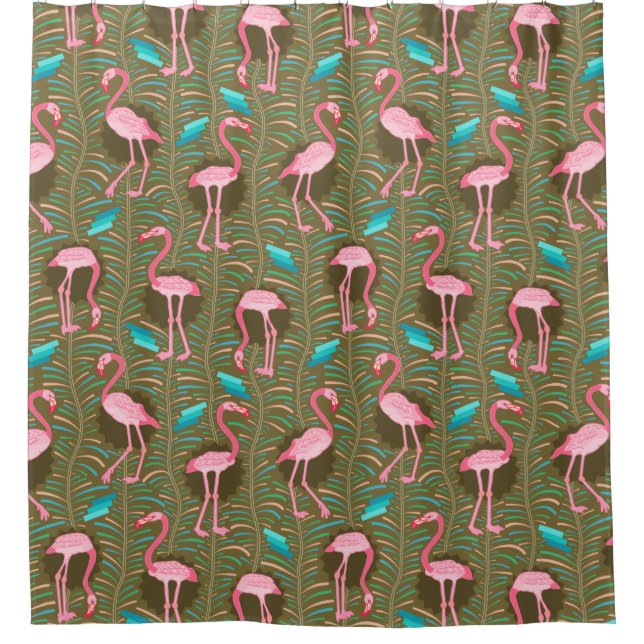 Flamingo Birds 20s Deco Green Ferns Tropical Retro (Front)