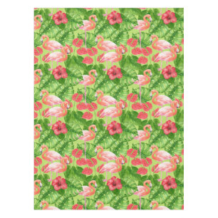 Flamingo birds and tropical plants tablecloth