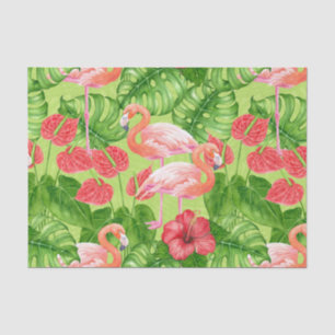 Flamingo birds and tropical plants tissue paper