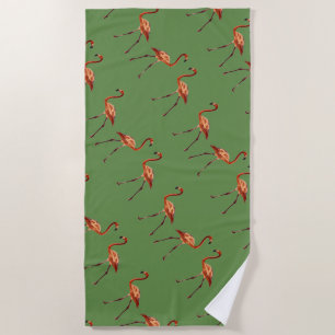 Flamingo Birds Beach Towel