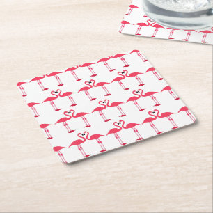 flamingo-birds-love- square paper coaster