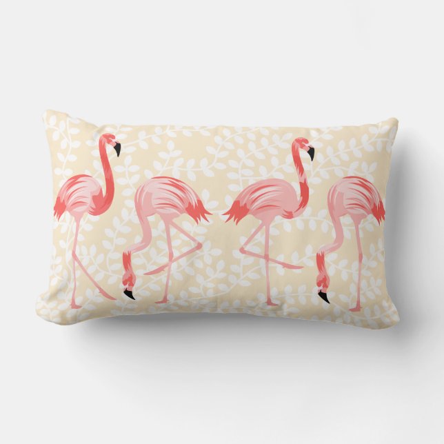 Flamingo Birds Lumbar Pillow (Front)
