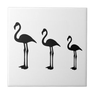 Flamingo Birds Standing Minimalistic Tile