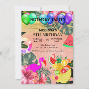 Flamingo Birthday Invitation, cute Invitation