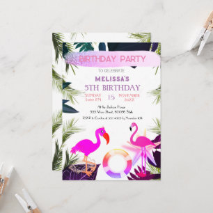 Flamingo Birthday Invitation, cute Invitation