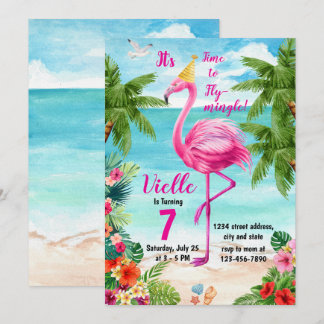 Flamingo Birthday Invitation, Flamingo Birthday  Invitation