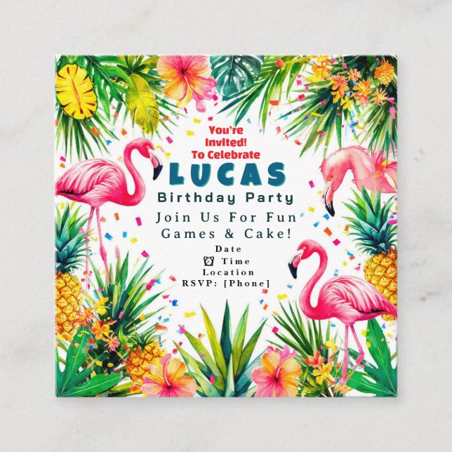 Flamingo Birthday Invitation – Personalized Kids (Front)