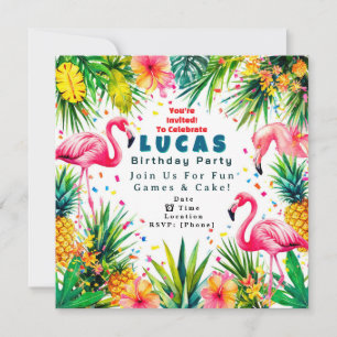 Flamingo Birthday Invitation – Personalized Kids