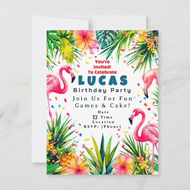Flamingo Birthday Invitation – Personalized Kids (Front)