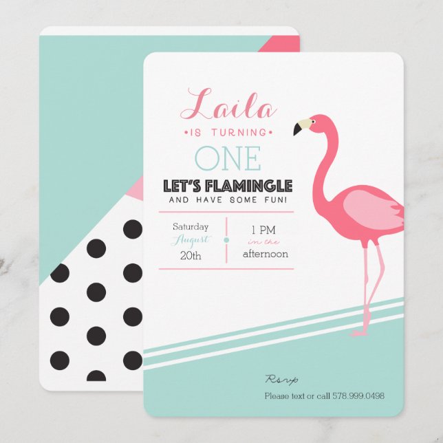 Flamingo Birthday Invite (Front/Back)
