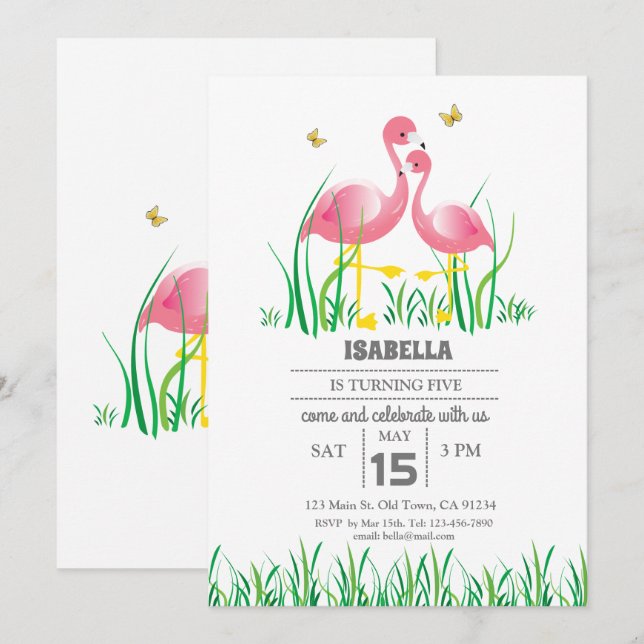 Flamingo Birthday Invite (Front/Back)