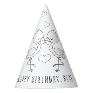 Flamingo Birthday Party -Colour Your Own Party Hat