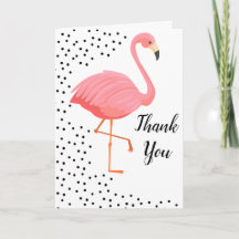 Flamingo Black Dots Thank You Card