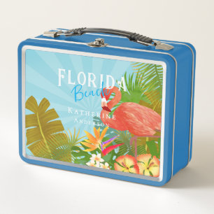 Flamingo Blue Metal Lunch Box