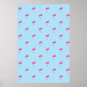 Flamingo, blue poster, flamingo pattern, birds poster