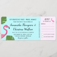 Flamingo Boarding Pass  RSVP ticket Destination