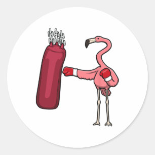 Flamingo Boxing Self Defence Hob  Classic Round Sticker