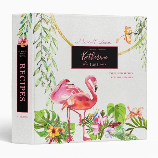 Flamingo Bridal Shower Cookbook Binder (Front/Spine)