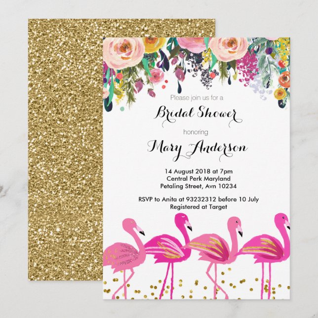 Flamingo Bridal Shower Invitation (Front/Back)
