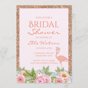 Flamingo Bridal Shower Invitation, Wedding Invitation