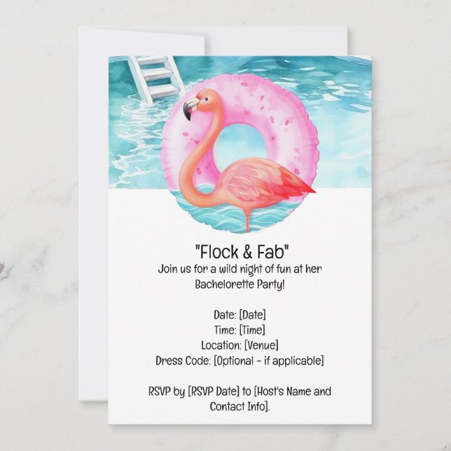 Flamingo Bridal Shower Pool Party  Invitation (Front)