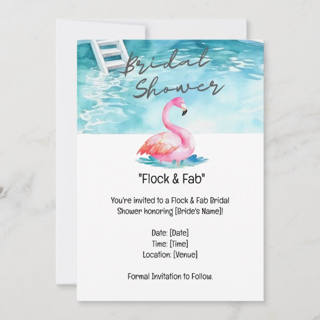 Flamingo Bridal Shower Pool Party  Invitation (Front)