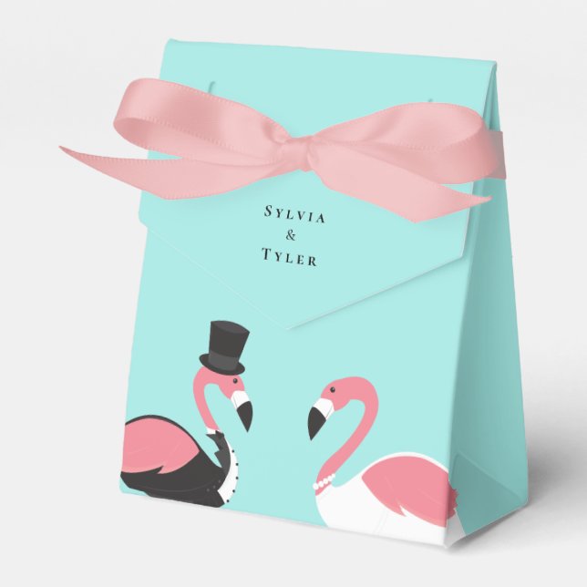 Flamingo Bride Groom Wedding  Favor Box (Front Side)