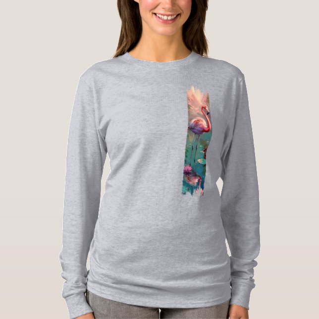 Flamingo brushstroke paint art T-Shirt (Front)