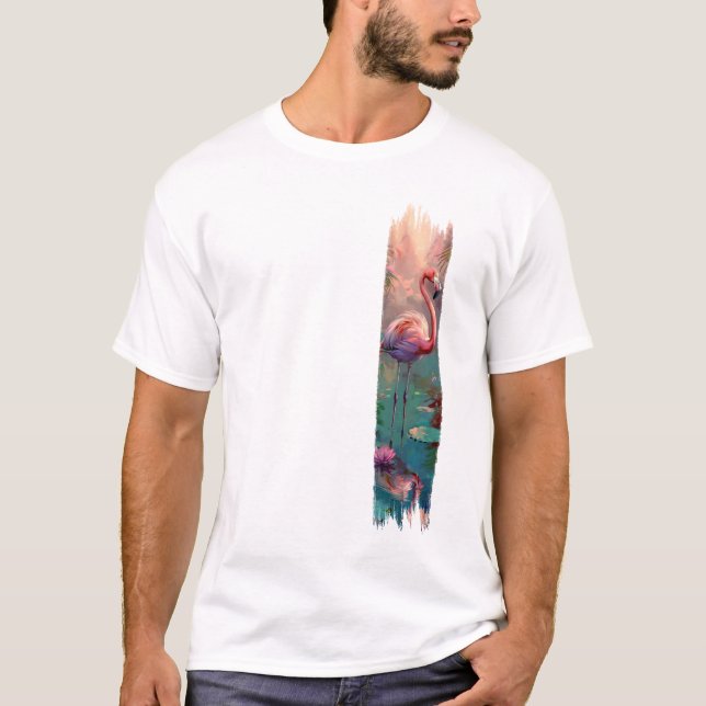 Flamingo brushstroke paint art T-Shirt (Front)