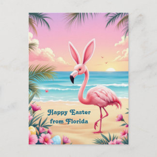 Flamingo Bunny Ears Holi Holiday Postcard