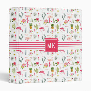 Flamingo Cactus Pineapple Hibiscus Pattern Binder