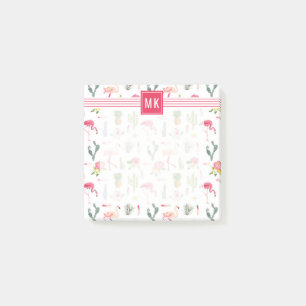 Flamingo Cactus Pineapple Hibiscus Pattern Post-it Notes