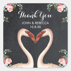 Flamingo chalkboard thankyou favour sticker