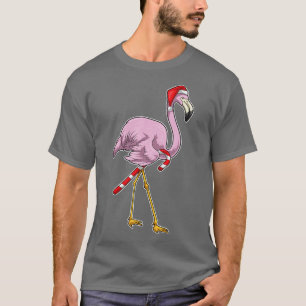 Flamingo Christmas Candy cane TShirt