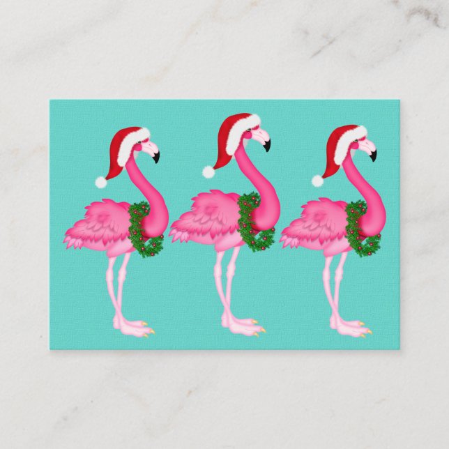 Flamingo Christmas Enclosure Card / Tag (Front)