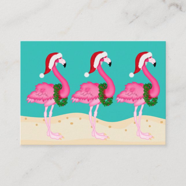 Flamingo Christmas Enclosure Card / Tag (Front)