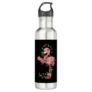 Flamingo Christmas Gift Xmas Lights Pink Cute Flam 710 Ml Water Bottle
