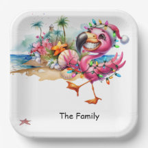 Flamingo Christmas in July at the beach