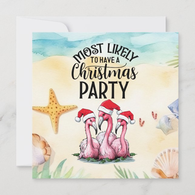 Flamingo Christmas in July Party Invitation (Front)