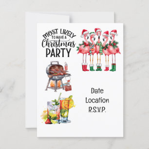Flamingo Christmas in July Party Postcard